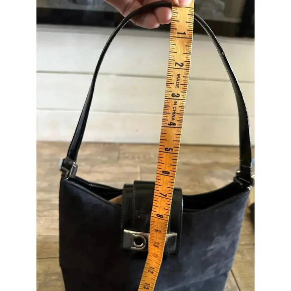 Salvatore Ferragamo Black Suede with Leather Trim Shoulder Bag - Picture 7 of 13